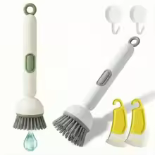【New style】Soap Dispensing Dish Brush Set With 6 Adjustable Angles No-Leak Kitchen Scrub Brush With Holder And Silicone Scraper