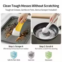 【New style】Soap Dispensing Dish Brush Set With 6 Adjustable Angles No-Leak Kitchen Scrub Brush With Holder And Silicone Scraper