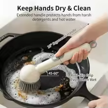【New style】Soap Dispensing Dish Brush Set With 6 Adjustable Angles No-Leak Kitchen Scrub Brush With Holder And Silicone Scraper