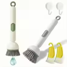 【New style】Soap Dispensing Dish Brush Set With 6 Adjustable Angles No-Leak Kitchen Scrub Brush With Holder And Silicone Scraper