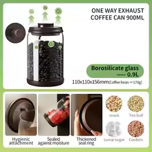 Coffee Beans Vacuum Sealed Tank Transparent Glass Food Storage Jars Household Moisture-proof Air Extraction Airtight Container