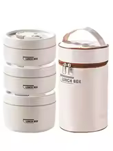4pcs Portable Insulated Food Lunch Container Set with Thermal Lunch Box 3 Separate Stackable Lunch Container for Adult Kids