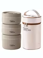 4pcs Portable Insulated Food Lunch Container Set with Thermal Lunch Box 3 Separate Stackable Lunch Container for Adult Kids