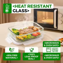 White High Borosilicate Glass Food Storage Containers with Lids,Leak-Proof Locking Lids & Airtight Seal,Microwave Safe-Remove