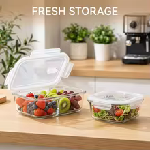 White High Borosilicate Glass Food Storage Containers with Lids,Leak-Proof Locking Lids & Airtight Seal,Microwave Safe-Remove