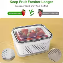 9Pcs/set Fruit Storage Containers for Fridge, Fridge with Removable Colander, All-In-One Fruit Washing Bowl with Strainer