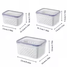 9Pcs/set Fruit Storage Containers for Fridge, Fridge with Removable Colander, All-In-One Fruit Washing Bowl with Strainer