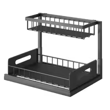 Under Sink Organizer, Pull Out Cabinet Organizer 2 Tier Slide Out Sink Shelf Cabinet Storage Shelves, Under Sink Storage