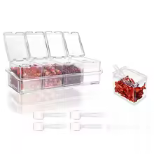 4 Pieces Kitchen Clear Seasoning Box Storage Container Condiment Jars Acrylic Seasoning Box with Cover and Spoon